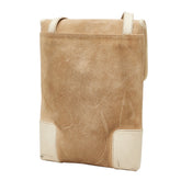 ロエベ アナグラム 斜め掛け ショルダーバッグ ベージュ ホワイト スウェード レザー レディース LOEWE 【中古】